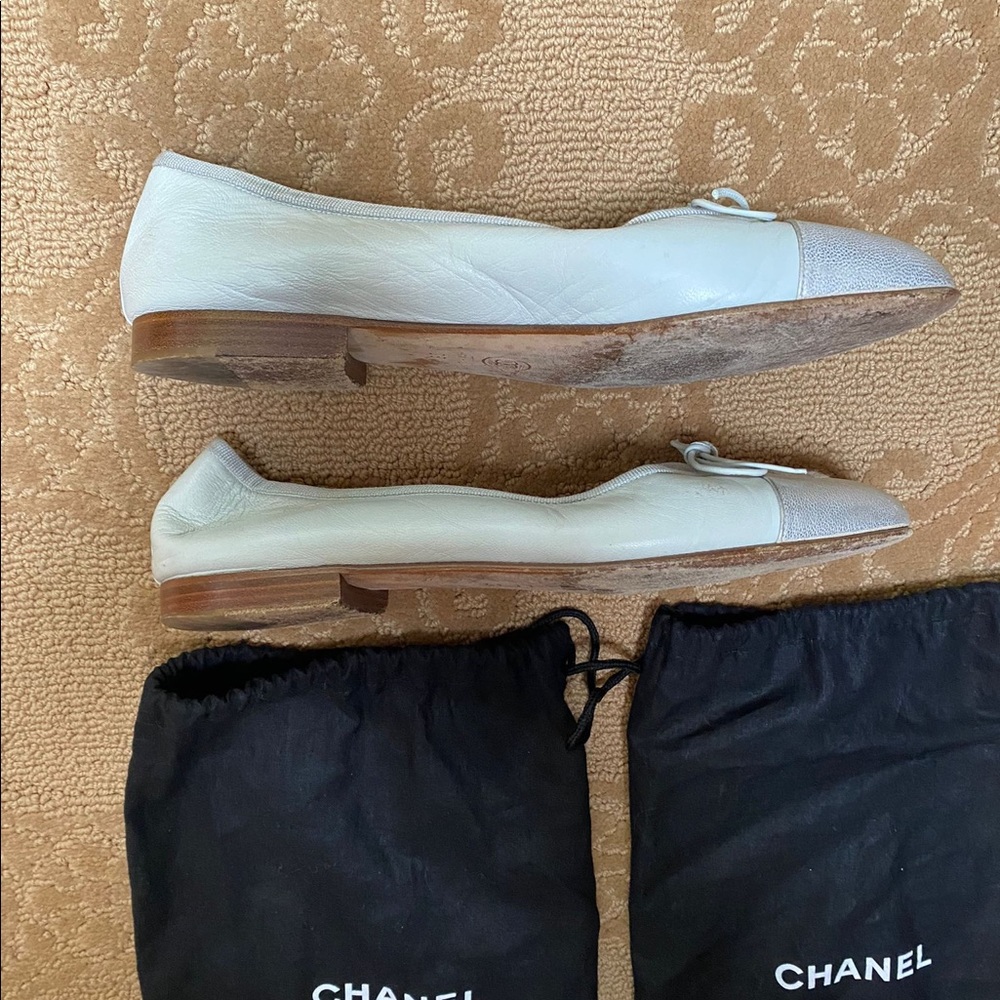 Chanel ballerina flats light blue silver toe cap - Picture 9 of 16